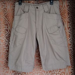Khaki tactical cargo shorts